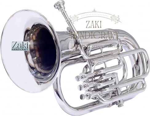 بي بي يوفونيوم 4 صمام نحاس صناعة | لمسة نهائية من النيكل الفضي Bb Pitch Euphonium مثالية للطلاب والمبتدئين | مع حافظة صلبة مجانية وقطعة فم وقفازات وقطعة قماش للتنظيف ZAKI HANDICRAFT in Kuwait