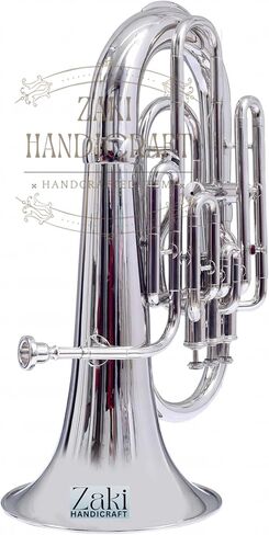 بي بي يوفونيوم 4 صمام نحاس صناعة | لمسة نهائية من النيكل الفضي Bb Pitch Euphonium مثالية للطلاب والمبتدئين | مع حافظة صلبة مجانية وقطعة فم وقفازات وقطعة قماش للتنظيف ZAKI HANDICRAFT in Kuwait