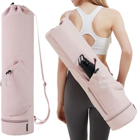 Yoga Mat Bag Yoga Mat Carrier Bag with Water Bottle Pocket and Bottom Wet Pocket Waterproof Yoga Mat Carry Bag Multi-Functional Storage Bag for Women Men in Saudi Arabia