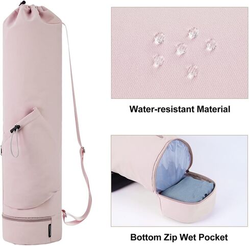Yoga Mat Bag Yoga Mat Carrier Bag with Water Bottle Pocket and Bottom Wet Pocket Waterproof Yoga Mat Carry Bag Multi-Functional Storage Bag for Women Men in Saudi Arabia