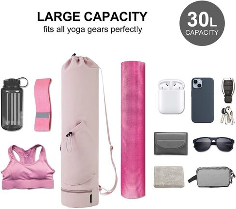 Yoga Mat Bag Yoga Mat Carrier Bag with Water Bottle Pocket and Bottom Wet Pocket Waterproof Yoga Mat Carry Bag Multi-Functional Storage Bag for Women Men in Saudi Arabia