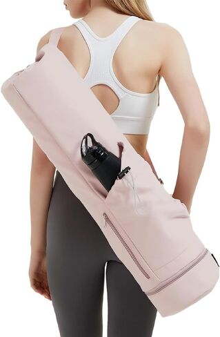 Yoga Mat Bag Yoga Mat Carrier Bag with Water Bottle Pocket and Bottom Wet Pocket Waterproof Yoga Mat Carry Bag Multi-Functional Storage Bag for Women Men in Saudi Arabia