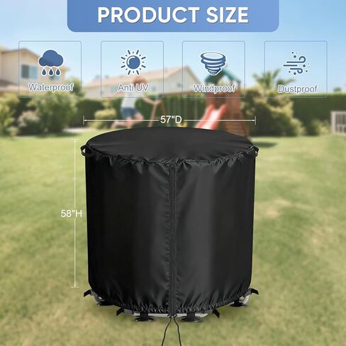 Round Kids Trampoline Cover for 55" Round Kids Trampoline, Heavy Duty Waterproof Outdoor Jumping Bed Cover, Weatherproof Cover, Toddler Trampoline Protective Covers (Black) in Kuwait
