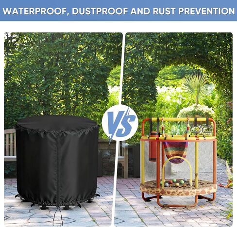 Round Kids Trampoline Cover for 55" Round Kids Trampoline, Heavy Duty Waterproof Outdoor Jumping Bed Cover, Weatherproof Cover, Toddler Trampoline Protective Covers (Black) in Kuwait