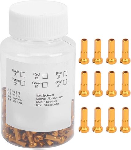 GOTOTOP Spoke Nipples, 100Pcs Aluminum Alloy Spoke Spoke Cover Nipple Cycling Accessory for Mountain Road, 2mm/0.08in Inner Diameter Spokes(Gold) in Saudi Arabia