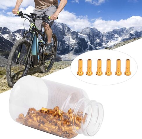 GOTOTOP Spoke Nipples, 100Pcs Aluminum Alloy Spoke Spoke Cover Nipple Cycling Accessory for Mountain Road, 2mm/0.08in Inner Diameter Spokes(Gold) in Saudi Arabia