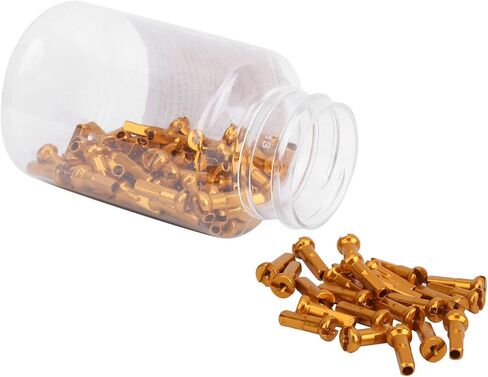 GOTOTOP Spoke Nipples, 100Pcs Aluminum Alloy Spoke Spoke Cover Nipple Cycling Accessory for Mountain Road, 2mm/0.08in Inner Diameter Spokes(Gold) in Saudi Arabia