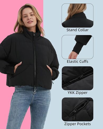 سترة HEWINZE النسائية القصيرة المنتفخة المُدفأة مع بطارية 7.4 فولت، معطف دافئ in Kuwait