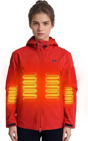 ANTARCTICA GEAR Heated Jacket for Women, Soft Shell Winter Coat with 12V 15000mAh Battery Pack, Hooded Heated Jacket in Kuwait