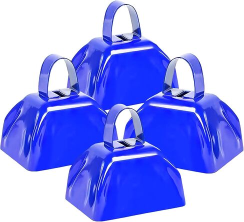 4 عبوات من أجراس البقر لألعاب كرة القدم، 3 بوصة من أجراس البقر الإيقاعية اليدوية صانعة الضوضاء للأحداث الرياضية، صانعة الضوضاء العالية، جرس بقرة معدني مع مقبض لتشجيع حفلات الزفاف والاحتفالات in Kuwait