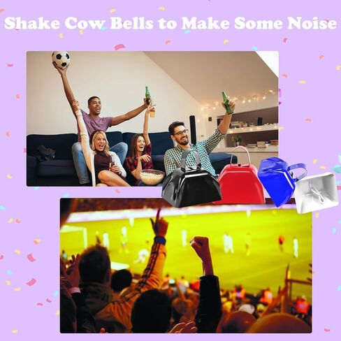 4 عبوات من أجراس البقر لألعاب كرة القدم، 3 بوصة من أجراس البقر الإيقاعية اليدوية صانعة الضوضاء للأحداث الرياضية، صانعة الضوضاء العالية، جرس بقرة معدني مع مقبض لتشجيع حفلات الزفاف والاحتفالات in Kuwait