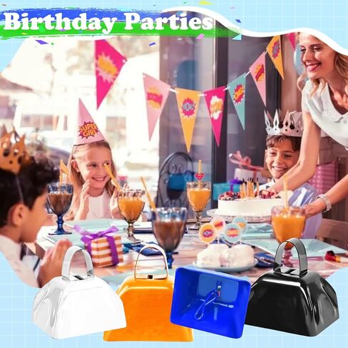 4 عبوات من أجراس البقر لألعاب كرة القدم، 3 بوصة من أجراس البقر الإيقاعية اليدوية صانعة الضوضاء للأحداث الرياضية، صانعة الضوضاء العالية، جرس بقرة معدني مع مقبض لتشجيع حفلات الزفاف والاحتفالات in Kuwait