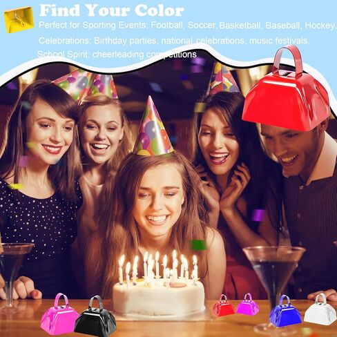 4 عبوات من أجراس البقر لألعاب كرة القدم، 3 بوصة من أجراس البقر الإيقاعية اليدوية صانعة الضوضاء للأحداث الرياضية، صانعة الضوضاء العالية، جرس بقرة معدني مع مقبض لتشجيع حفلات الزفاف والاحتفالات in Kuwait