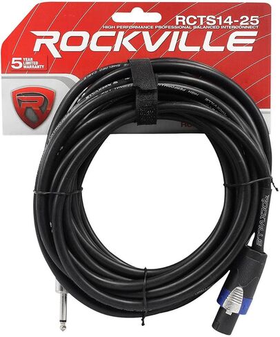 Rockville RCTS1425 14 AWG 25' 1/4" TS to Speakon Speaker Cable, 100% Copper, Durable PVC Jacket, Secure Connectors, High-Clarity Audio, Perfect for Musicians and DJs in Saudi Arabia