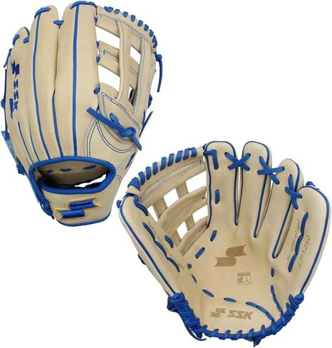 قفاز البيسبول SSK Z7 Specialist Outfield - 12.5 بوصة - 12.75 بوصة - غطاء لليد اليمنى واليسرى (12.5 بوصة - غطاء لليد اليمنى، جملي/ملكي) in Saudi Arabia