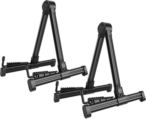 Guitar Stands 2 PACK, Plastic Lightweight A-Frame Guitar Floor Stand, ABS Guitar Rack, Foldable Guitars Holder for Bass, Banjo, Cello, Mandolin, Guitar Accessories (Black) in Saudi Arabia