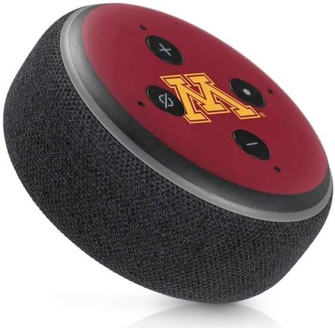 غلاف صوتي من Skinit متوافق مع Amazon Echo Dot 3 - تصميم شعار جامعة مينيسوتا M المرخص رسميًا in Kuwait