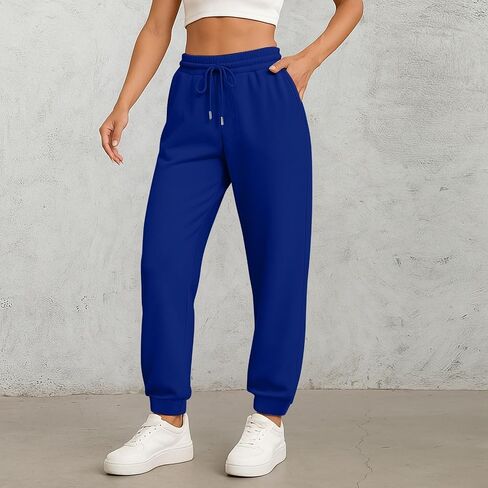Sweatpants المرأة Sweatpant عالية الخصر مطاطا الرباط عارضة عداء ببطء السراويل الفضفاضة مع جيوب in Saudi Arabia