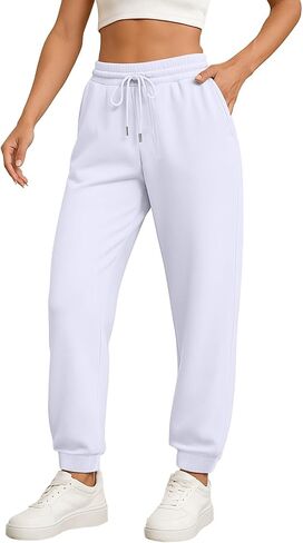 Sweatpants Women High Waisted Sweatpant Elastic Drawstring Casual Jogger Baggy Trousers with Pockets in Saudi Arabia