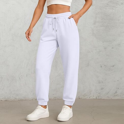 Sweatpants Women High Waisted Sweatpant Elastic Drawstring Casual Jogger Baggy Trousers with Pockets in Saudi Arabia