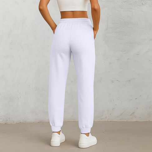 Sweatpants Women High Waisted Sweatpant Elastic Drawstring Casual Jogger Baggy Trousers with Pockets in Saudi Arabia