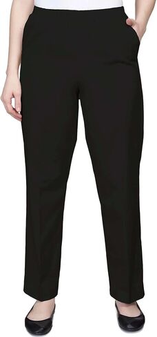 Alfred Dunner Womens Cotton Pull on Full Length Pants with Elastic Waist and Front Pockets in Saudi Arabia