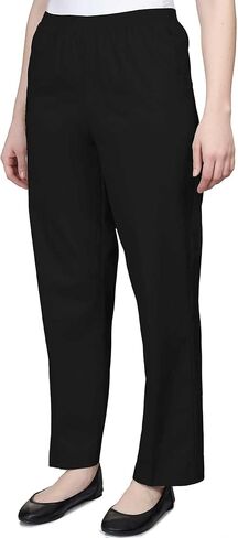 Alfred Dunner Womens Cotton Pull on Full Length Pants with Elastic Waist and Front Pockets in Saudi Arabia