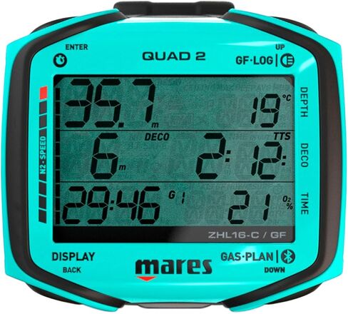 كمبيوتر الغوص الذكي Mares Quad 2 للمعصم تحت الماء | العمق، تخفيف الضغط، عرض الوقت، أكوا in Saudi Arabia