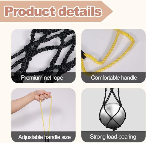 2pcs Shot Put Carrier, Track and Field Net Shot Put Bags with Adjustable Carrying Handle Shot Put Carrying Case Suitable for 12lb Shot Put Ball, Shot Put Ball Not Included (Black & Yellow) in Saudi Arabia