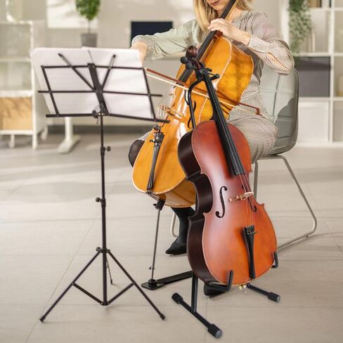 Zerodeko Portable Cello Stand with Sponge Wrapped Holder Protective Bracket for Violoncello Players Multi-function Black Musical Instrument Support Rack in Saudi Arabia