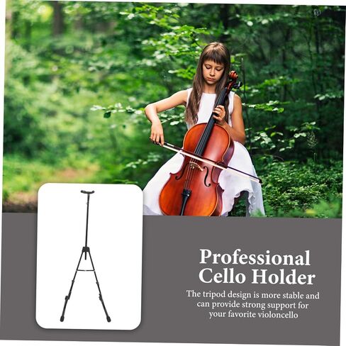 SUPVOX Professional Portable Cello Stand Foldable Tripod Holder Violoncello Support for Musical Instruments with Strong Grip and Floor Protection Black in Saudi Arabia