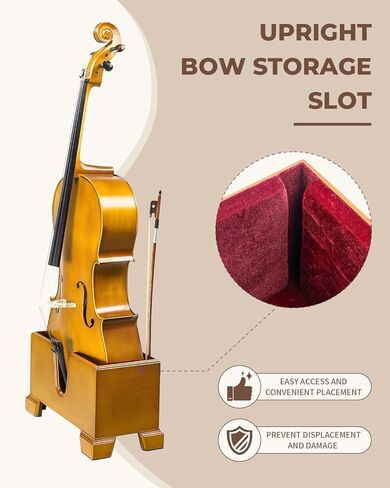Ktaxon Cello Stand with Bow Holder, Full Size Cello Stand with Plush Velvet Protection, Non Slip Rubber Base, Premium Basswood Frame, Securely Upright Design & Warm Wood Tone (Natural) in Kuwait