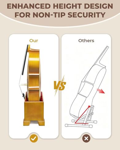 Ktaxon Cello Stand with Bow Holder, Full Size Cello Stand with Plush Velvet Protection, Non Slip Rubber Base, Premium Basswood Frame, Securely Upright Design & Warm Wood Tone (Natural) in Kuwait