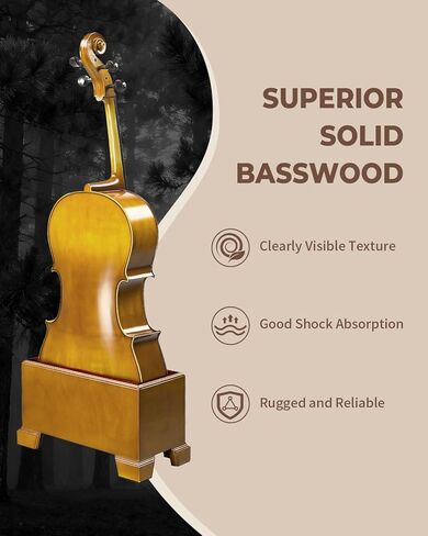 Ktaxon Cello Stand with Bow Holder, Full Size Cello Stand with Plush Velvet Protection, Non Slip Rubber Base, Premium Basswood Frame, Securely Upright Design & Warm Wood Tone (Natural) in Kuwait
