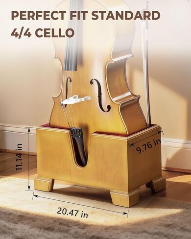Ktaxon Cello Stand with Bow Holder, Full Size Cello Stand with Plush Velvet Protection, Non Slip Rubber Base, Premium Basswood Frame, Securely Upright Design & Warm Wood Tone (Natural) in Kuwait