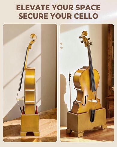 Ktaxon Cello Stand with Bow Holder, Full Size Cello Stand with Plush Velvet Protection, Non Slip Rubber Base, Premium Basswood Frame, Securely Upright Design & Warm Wood Tone (Natural) in Kuwait