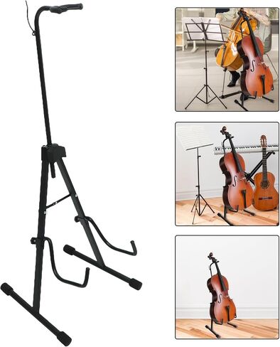 Adjustable Cello Holder Stand with Bow Support Black Violoncello Bracket Instrument Rack for Stable Music Practice and Performance in Saudi Arabia