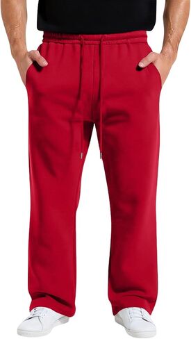 Baggy Sweatpants Men Casual Fleece Drawstring Elastic Waist Sweat Pants with Pockets Workout Wide Leg Sweatpants in Saudi Arabia