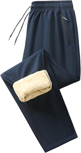 رجل الصوف مبطن Sweatpants الحرارية شيربا مرونة الخصر السراويل الترنك شتاء دافئ مفتوح أسفل عداء ببطء مع جيوب البريدي in Kuwait