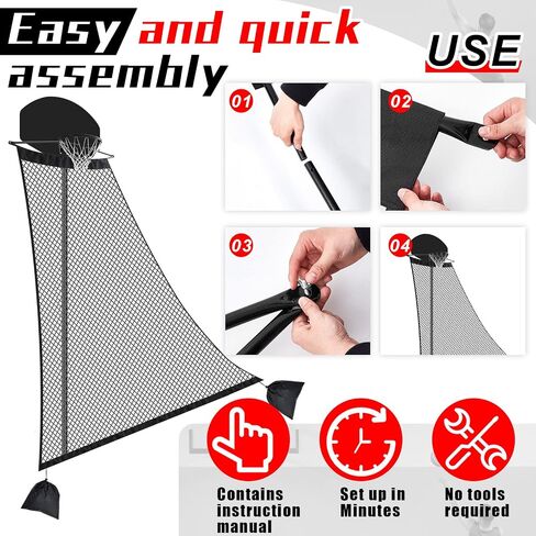 Basketball Rebounder 120 x 108 x 60 Inch Heavy Duty Basketball Return System Basketball Return Attachment for Hoops Black Training Basketball Rebounder Net for Shooting Practice Hoop Outdoor in Saudi Arabia