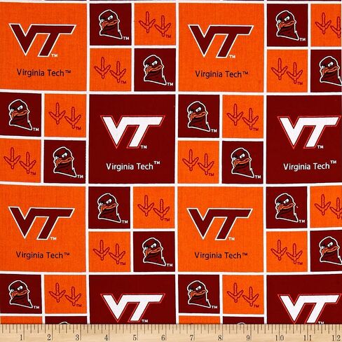 NCAA Virginia Tech Hokies Box Logos Allover, Fabric by the Yard in Saudi Arabia