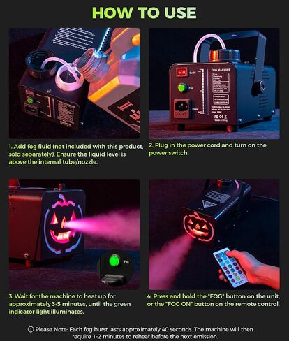 آلة الضباب IMONE بقدرة 500 وات 2000CFM 2 أغطية إضاءة مخيفة مع 72 مصباح LED مع 12 لونًا فاتحًا، وأجهزة تحكم عن بعد لاسلكية، للهالوين، وحفلات الزفاف، والحفلات، ومرحلة الدي جي، والاستخدام الداخلي والخارجي in Kuwait