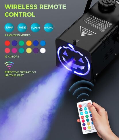 آلة الضباب IMONE بقدرة 500 وات 2000CFM 2 أغطية إضاءة مخيفة مع 72 مصباح LED مع 12 لونًا فاتحًا، وأجهزة تحكم عن بعد لاسلكية، للهالوين، وحفلات الزفاف، والحفلات، ومرحلة الدي جي، والاستخدام الداخلي والخارجي in Kuwait