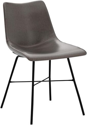 POLY & BARK Paxton Leather Counter Stools 24 Inches - Set of 2 - Counter Height Bar Stools with Back - Modern Barstools for Kitchen Island or Counters - Faux Leather & Matte Black Steel Base - Gray in Kuwait