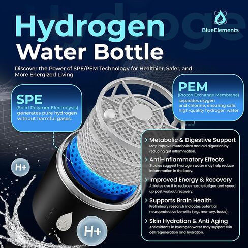 2025 Portable, Rechargeable Glass Hydrogen Water Bottles Generator – SPE/PEM Ionizer | Molecular Hydrogenated Water in 3 Min | Ionized Hydrogen Water Bottle Machine for Home, Office, Gym, Travel in Saudi Arabia