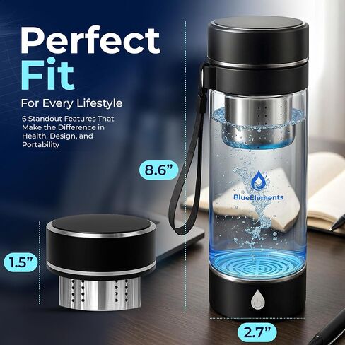 2025 Portable, Rechargeable Glass Hydrogen Water Bottles Generator – SPE/PEM Ionizer | Molecular Hydrogenated Water in 3 Min | Ionized Hydrogen Water Bottle Machine for Home, Office, Gym, Travel in Saudi Arabia