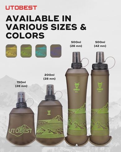 200ml Soft Flask, 2 Pack Flexible TPU Hydration Water Bottle, Collapsible with 28mm Caliber for Running, Hiking, Cycling, Climbing, and Marathon Purple in Kuwait