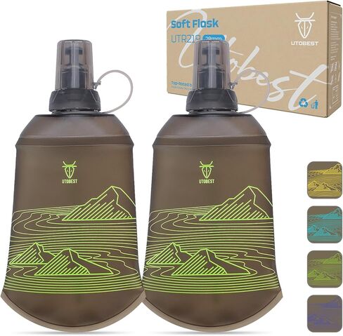 200ml Soft Flask, 2 Pack Flexible TPU Hydration Water Bottle, Collapsible with 28mm Caliber for Running, Hiking, Cycling, Climbing, and Marathon Purple in Kuwait