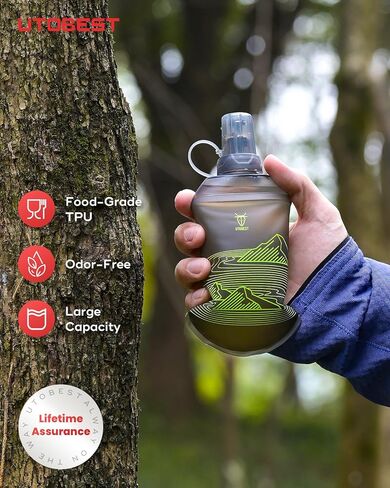 200ml Soft Flask, 2 Pack Flexible TPU Hydration Water Bottle, Collapsible with 28mm Caliber for Running, Hiking, Cycling, Climbing, and Marathon Purple in Kuwait