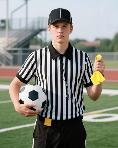 زي الحكم للبالغين - مجموعة أزياء حكم جيرسي مكونة من 4 قطع لحفلات الهالوين التنكرية لكرة القدم in Kuwait